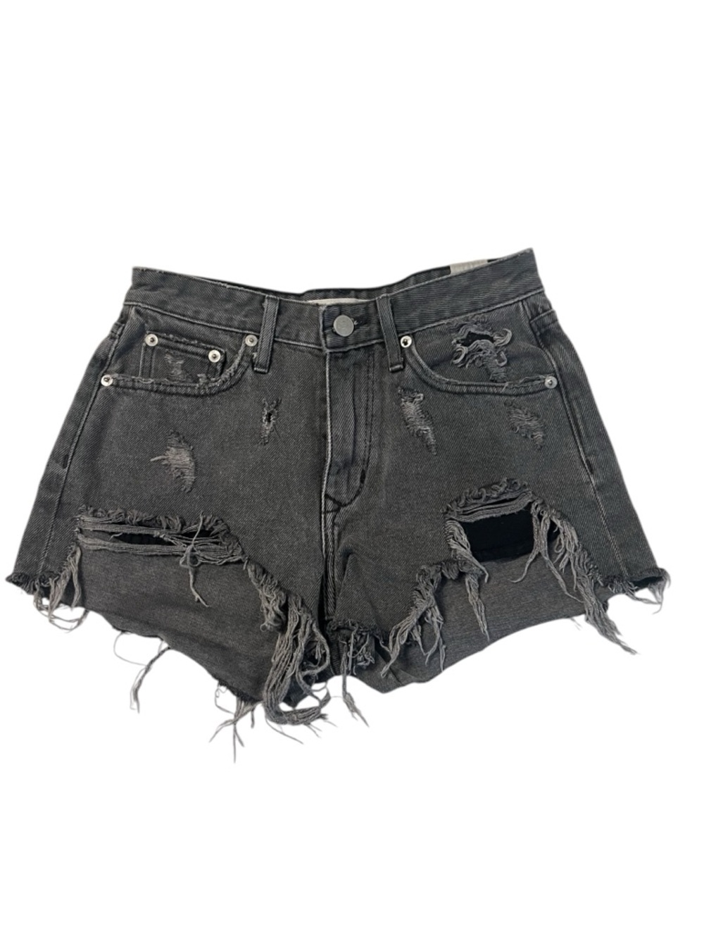 Lovers + Friends Black Distressed High-Rise Jean Shorts Size 28